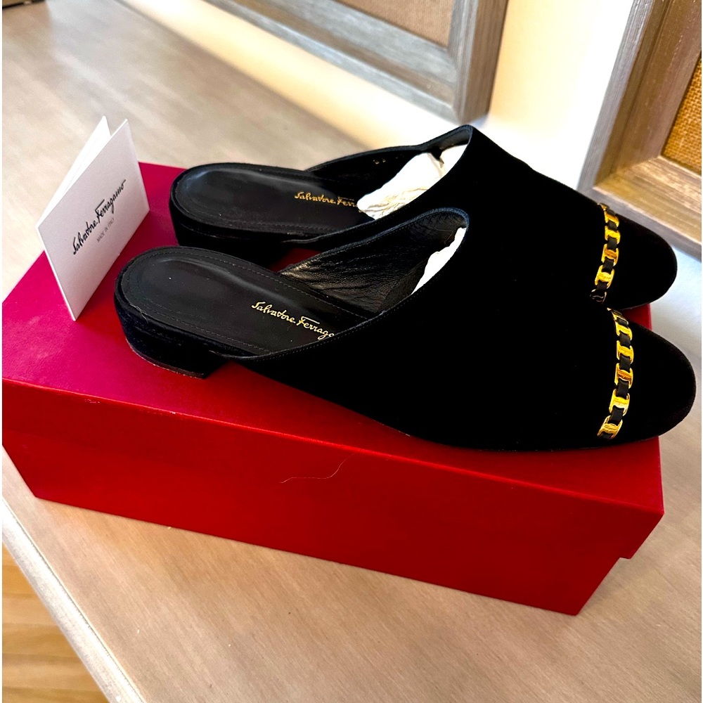 Salvatore Ferragamo black suede shoes